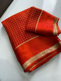 Premium Viscose Saree with Zari Checks & Satin Border