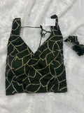 Padded Ready-Made Silk Blouse with Gold Geometric Lattice Embroidery - FreeSize