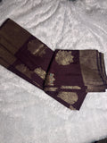 Banarasi Georgette Silk Saree with Gold Zari Guldasta Motifs & Paisley Pallu