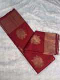 Banarasi Georgette Silk Saree with Gold Zari Guldasta Motifs & Paisley Pallu