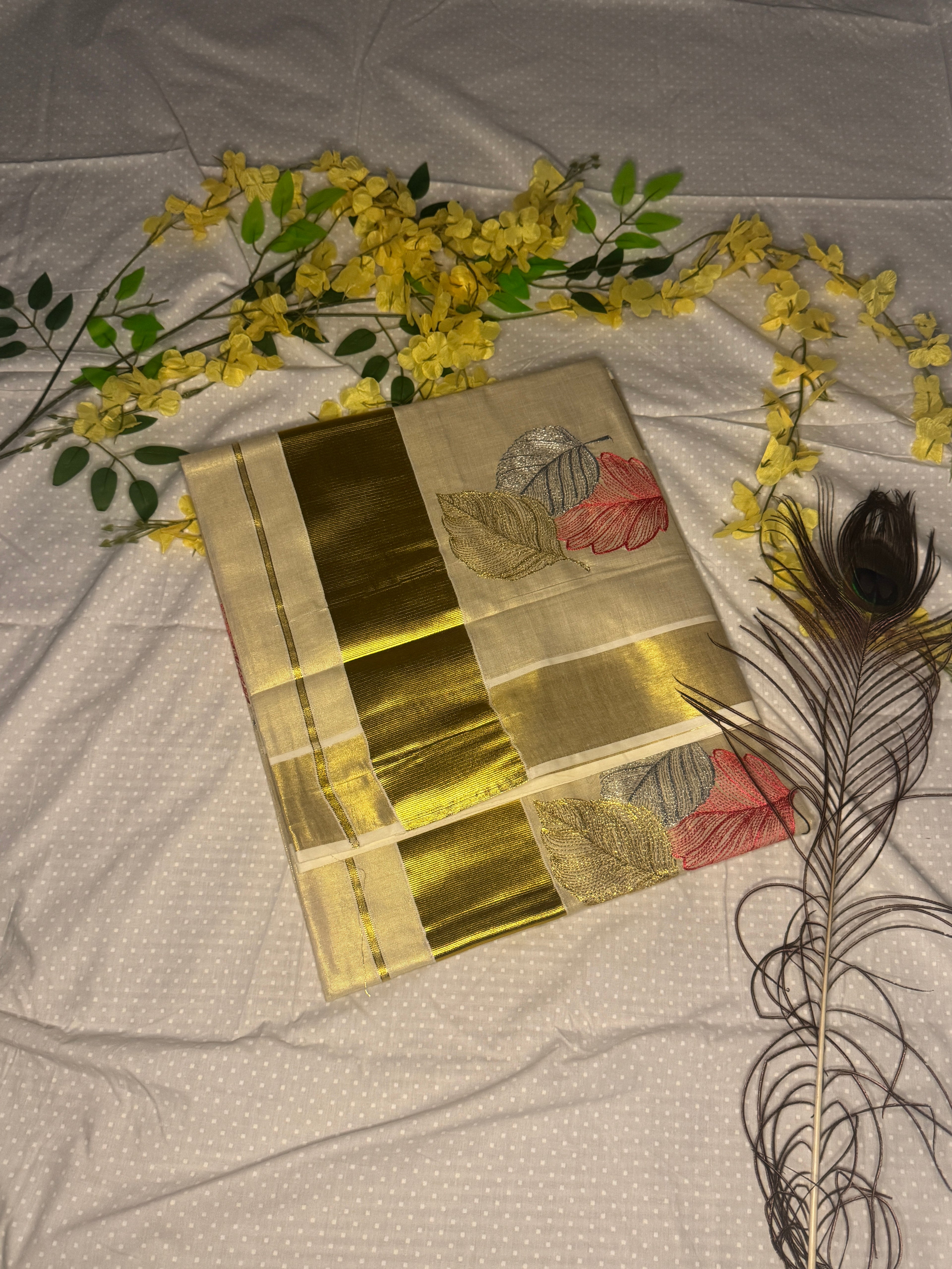 Tissue Silk Kerala Kasavu Saree