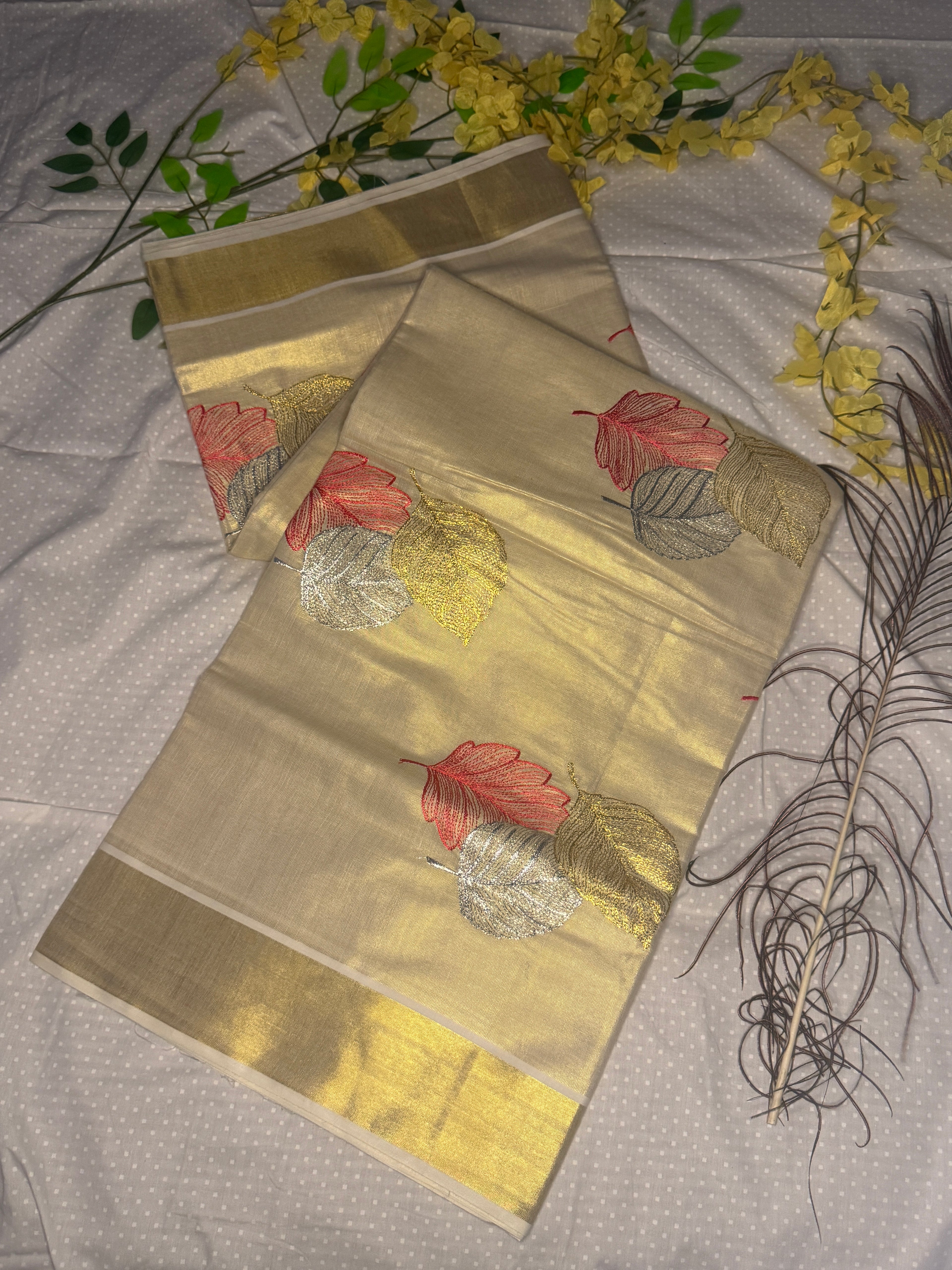 Tissue Silk Kerala Kasavu Saree