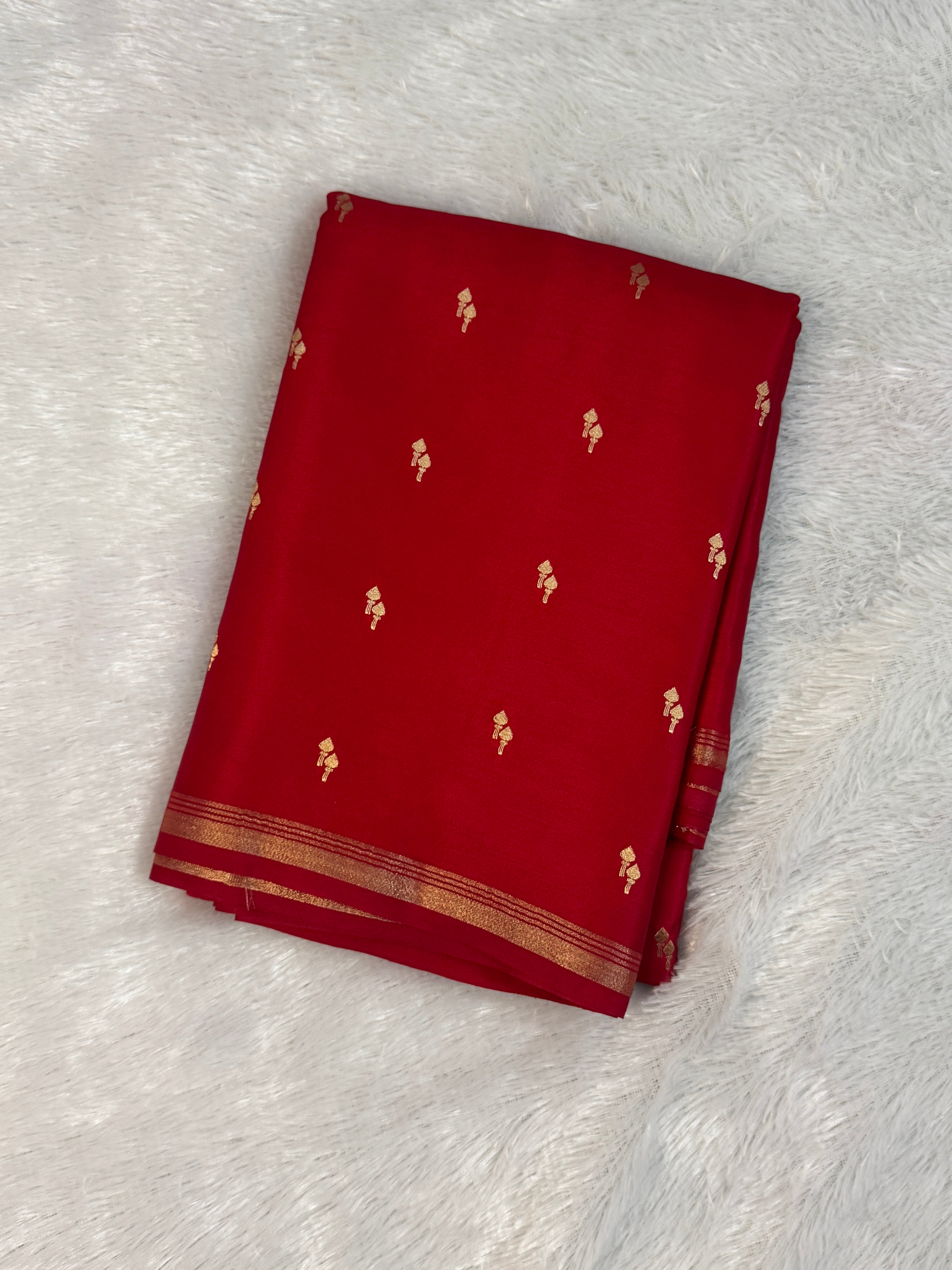 Pure Gajji Silk Saree with All-Over Zari Buttis & Intricate Brocade Pallu