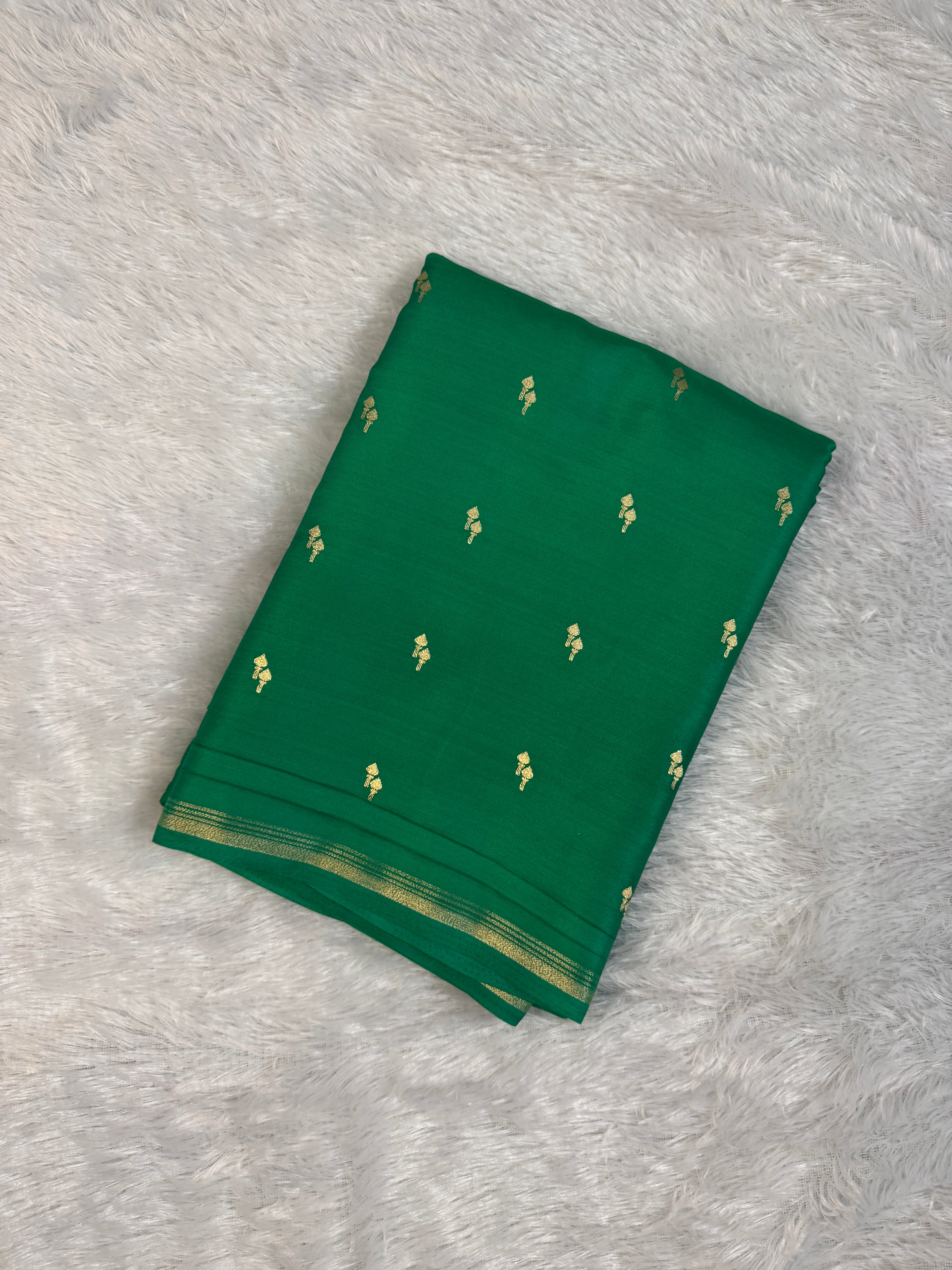 Pure Gajji Silk Saree with All-Over Zari Buttis & Intricate Brocade Pallu