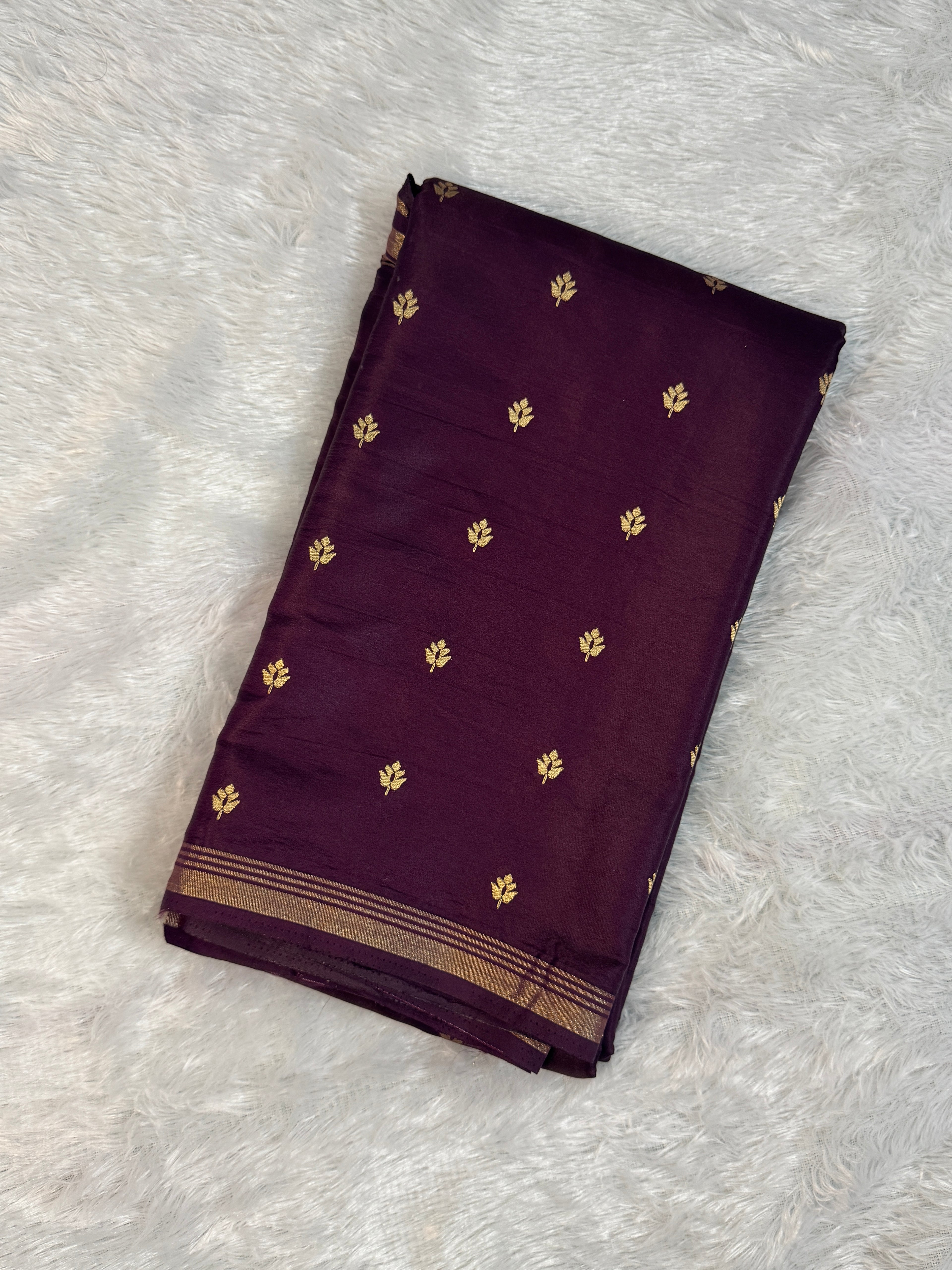 Pure Gajji Silk Saree with All-Over Zari Buttis & Intricate Brocade Pallu