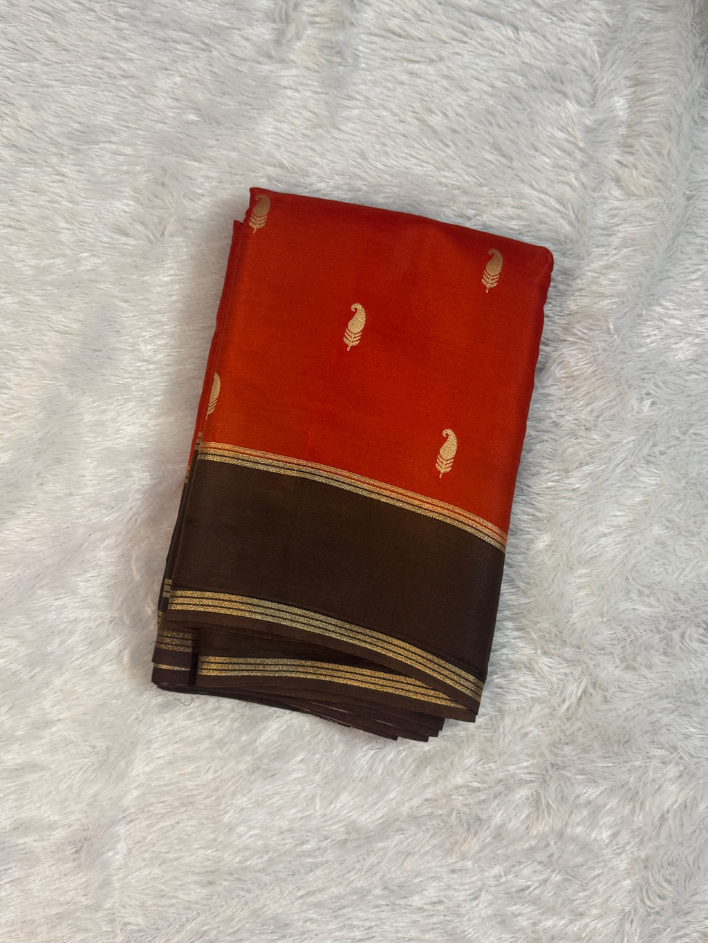 Heritage Gajji Silk Saree with Antique Gold Paisley Buttis & Kalka Brocade Pallu