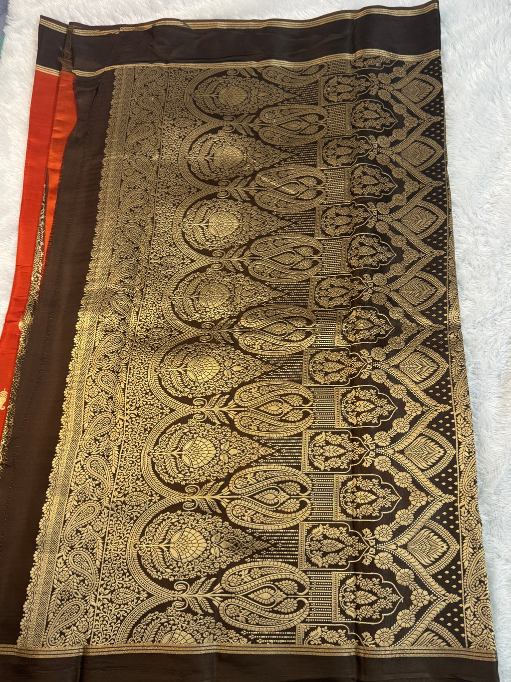 Heritage Gajji Silk Saree with Antique Gold Paisley Buttis & Kalka Brocade Pallu