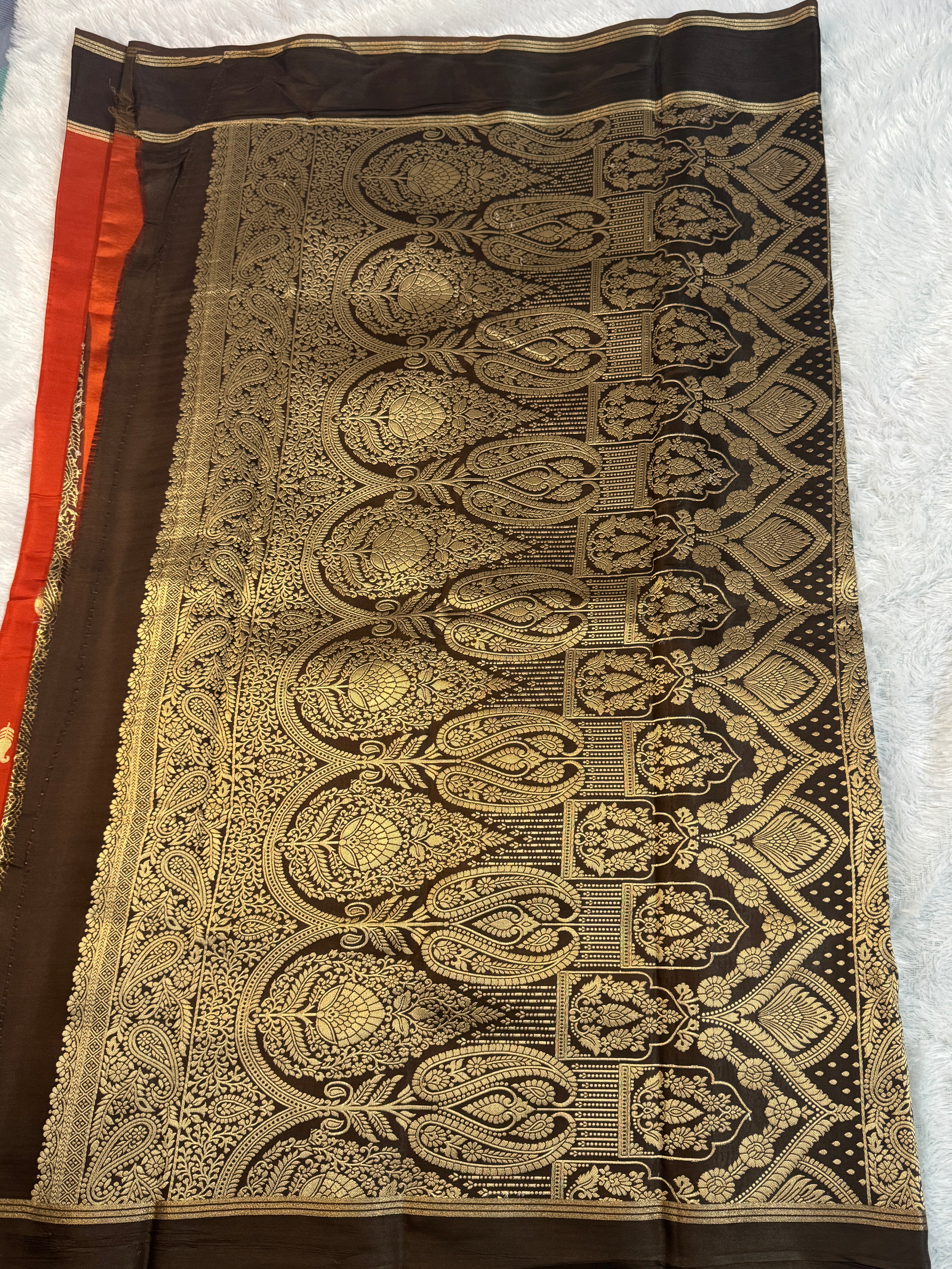 Heritage Gajji Silk Saree with Antique Gold Paisley Buttis & Kalka Brocade Pallu
