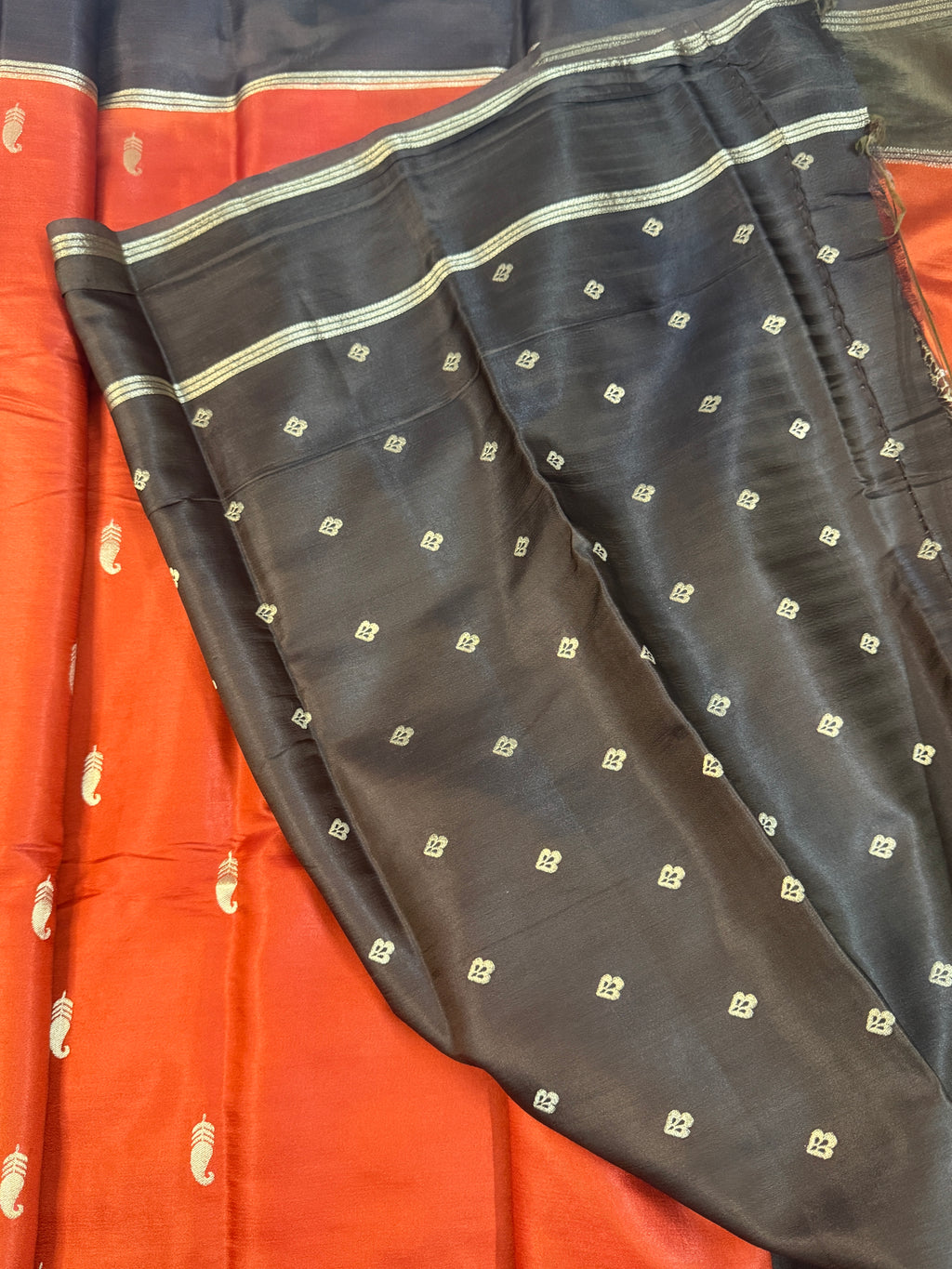 Heritage Gajji Silk Saree with Antique Gold Paisley Buttis & Kalka Brocade Pallu