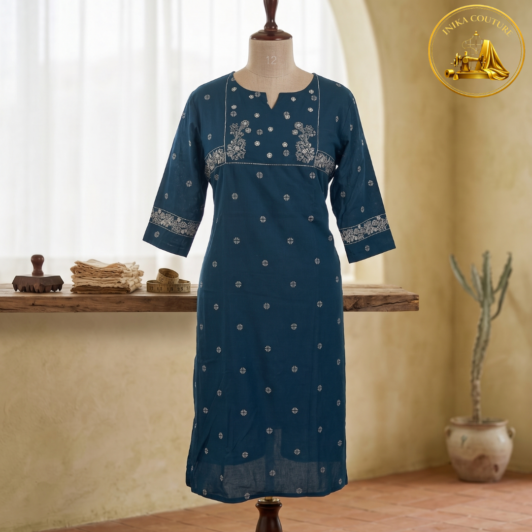Premium Handloom Cotton Floral Yoke Kurti