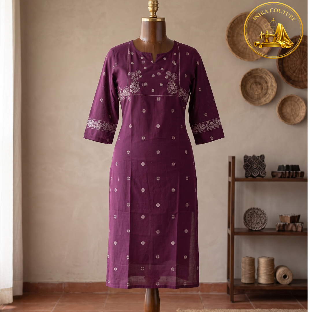 Premium Handloom Cotton Floral Yoke Kurti